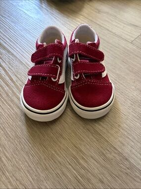Vans Toddlers' Red Double-Strap Canvas Sneakers